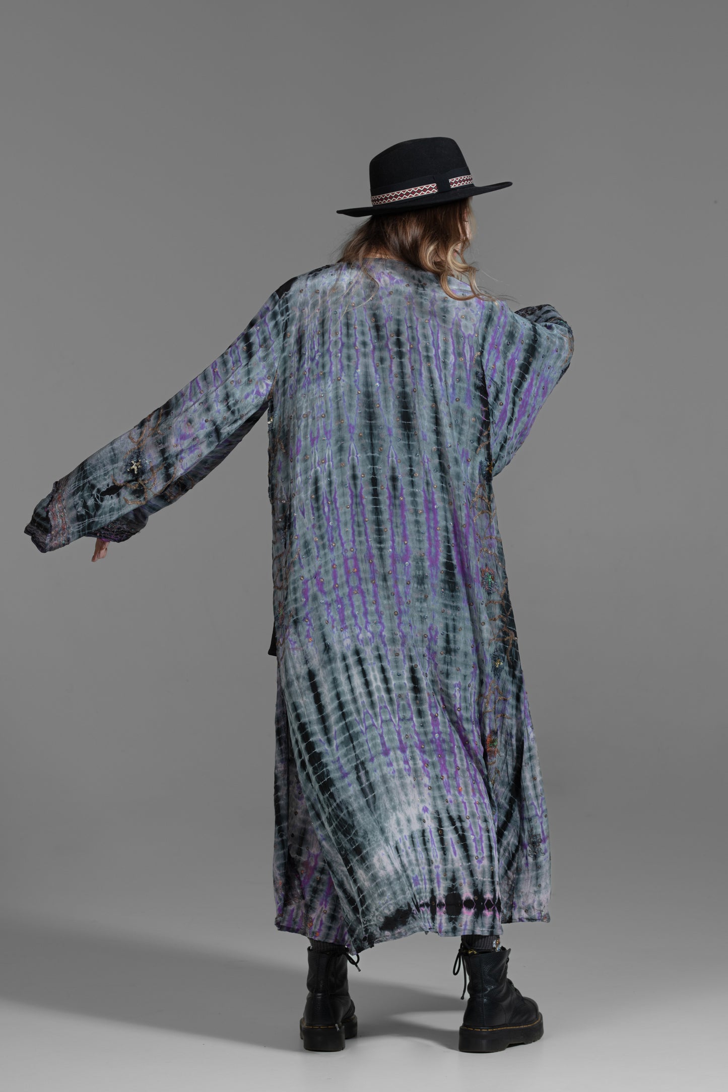 Gaia Kimono violett-babyblau-schwarz