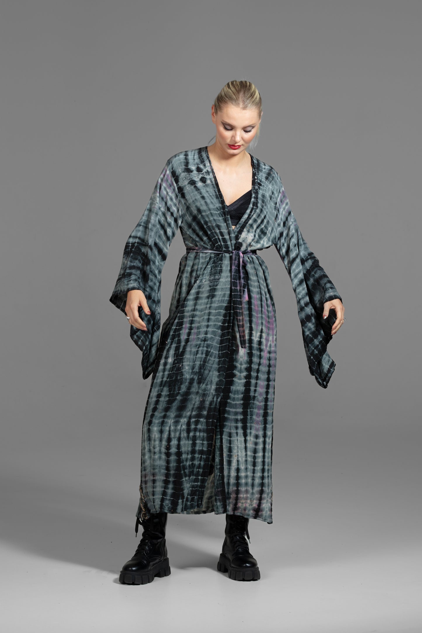 Gaia Kimono weiß-rose-mint-schwarz